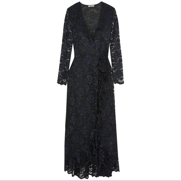GANNI Flynn Lace V neck Wrap Ruffle and Lace Dress - Picture 7 of 16
